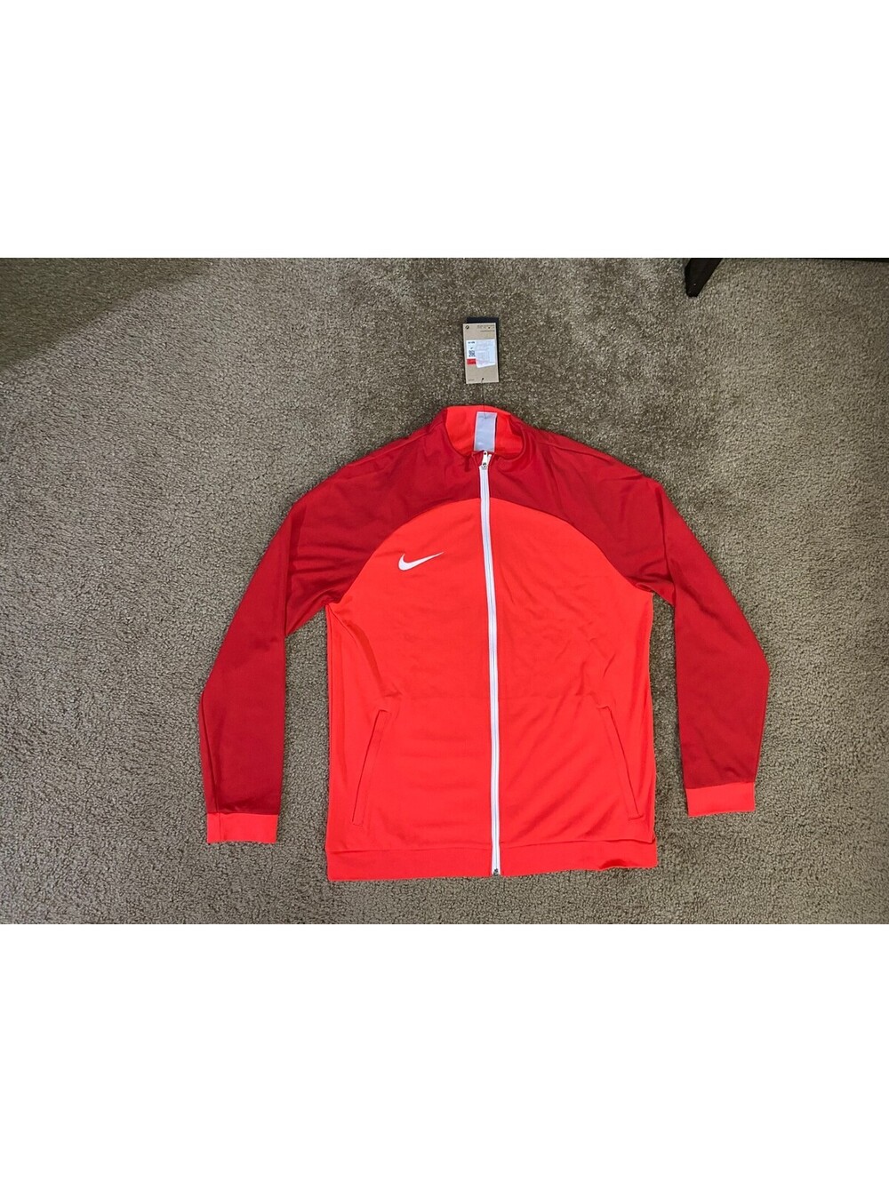 Nike Dri Fit Basketball Jacket Mens Large Red Performance Full Zip Mock Neck